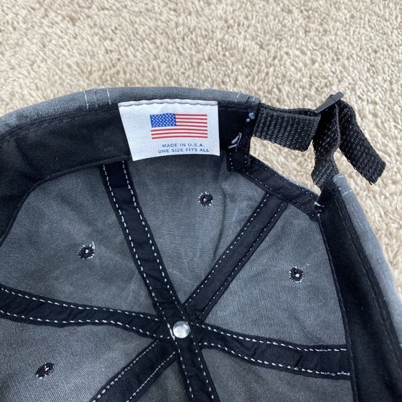 Vtg 1996 Busch Beer‎ Hat Gray Canvas White Stitch Script Adjustable Cap Made USA - Picture 5 of 11